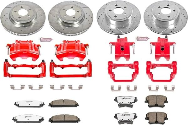 ower Stop KC2853A-26 Front and Rear Z26 Street Warrior Brake Pad and Rotor Kit with Red Powder Coated Calipers For 2012 - 2020 Chrysler 300 Dodge Charger Challenger