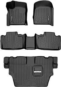 SMARTLINER Custom Fit Floor Mats 3 Row Liner Set Black for 2016-2021 Dodge Durango with 2nd Row Bench Seat