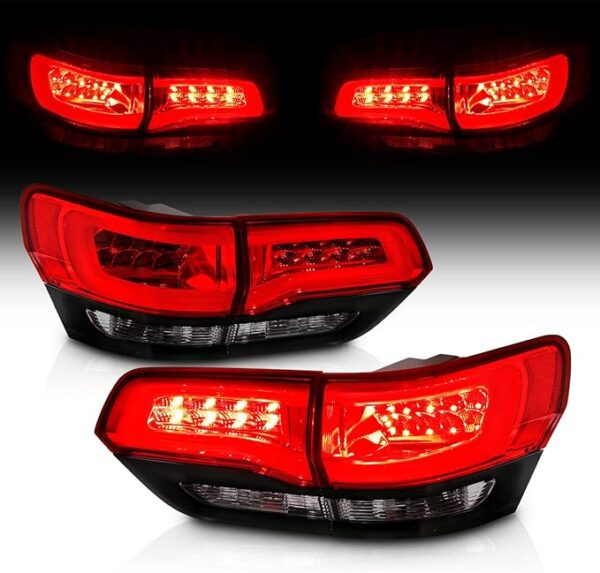 AmeriLite Red/Smoke/Black LED Bar LED Brake Turn Signal Tail lights Set For 2014-2017 Jeep Grand Cherokee (4 pcs) - Passenger and Driver Side