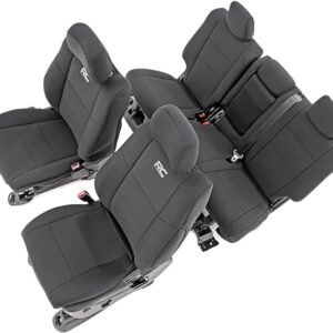 Rough Country Neoprene Seat Covers for 2011-2022 Jeep Grand Cherokee - 91046,Black, Front | Rear